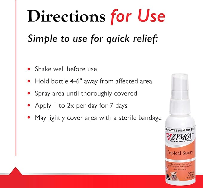 Zymox Topical Hot Spot Spray for Dogs and Cats Without Hydrocortisone, 2oz