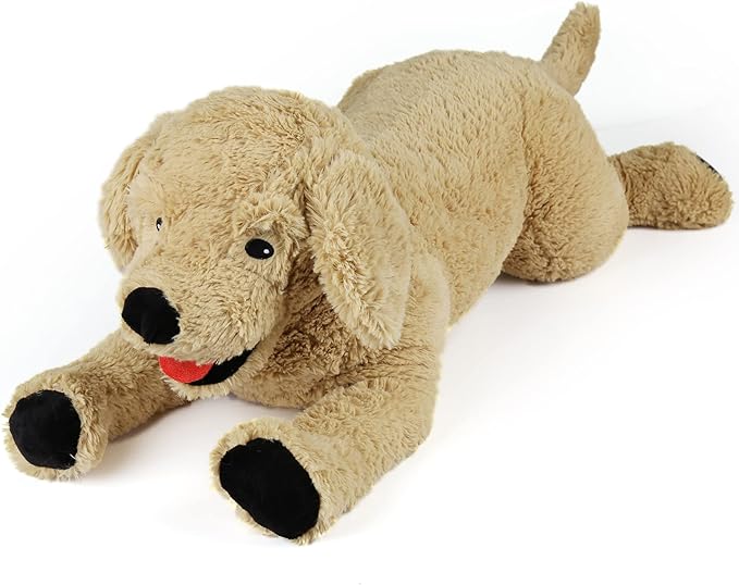 LotFancy Dog Stuffed Animals, 26'' Cuddly Golden Retriever Stuffed Animals, Dog Plush Toy, Large Stuffed Dogs for Birthday, Beige