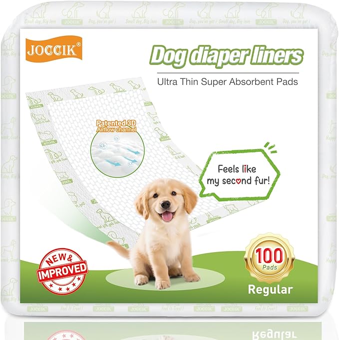 Dog Diaper Liners, 150 Count, Super Absorbent Booster Pads for Male and Female Dogs, Ultra-Thin and Breathable, Regular
