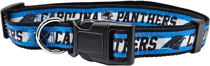 Pets First NFL Carolina Panthers Licensed PET COLLAR, Medium - Heavy-Duty, Strong, and Durable Dog Collar. Available in 31 Football Teams and 4 Sizes