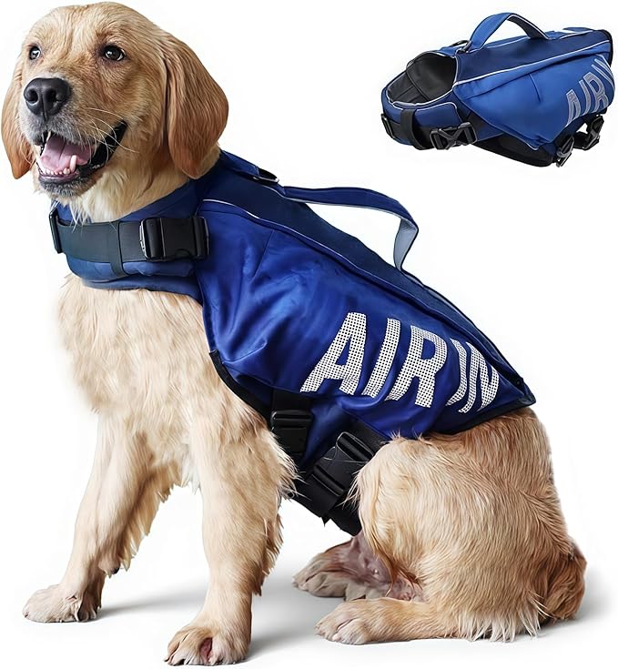 Dog Life Jacket Ripstop Dogs Life Vest for Swimming Boating Dog Safety Vest Adjustable Preserver with High Buoyancy and Durable Rescue Handle for Small,Medium,Large Dogs (Small)