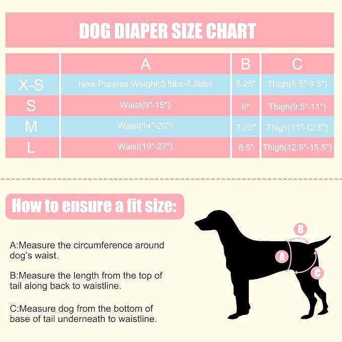 4 Pack Dog Diapers Female Washable Dog Diapers Reusable Puppy Diapers Highly Absorbent Comfortable Doggy Diapers for Dogs in Heat or Excitable Urination (S, Mermaid)