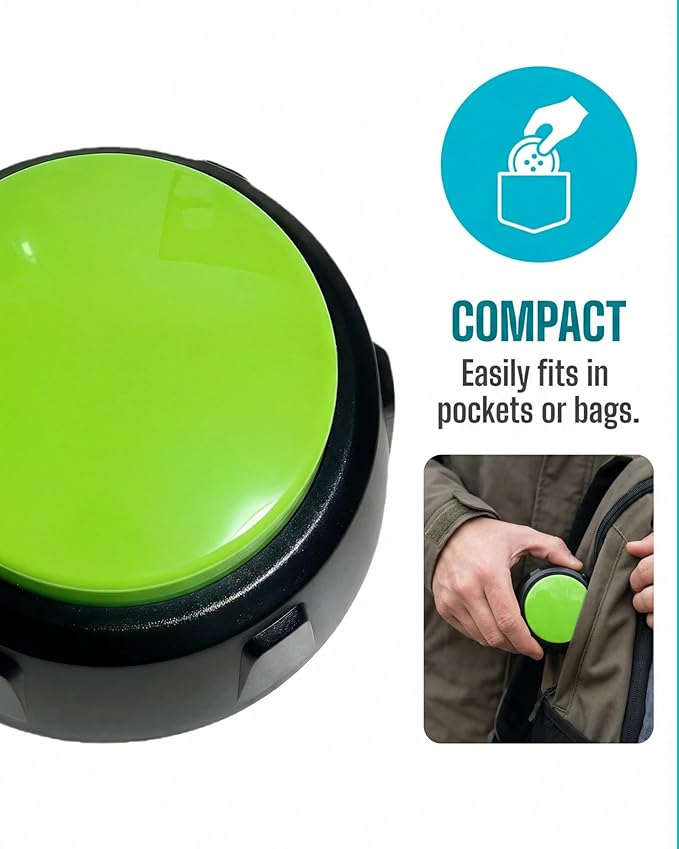 Dog Buttons for Communication, Recordable Button for Dog Starter Training, 30-Second Clear Speech Recording Pet Talking Buttons, Classroom Buzzer for Teachers(Green, Colour)