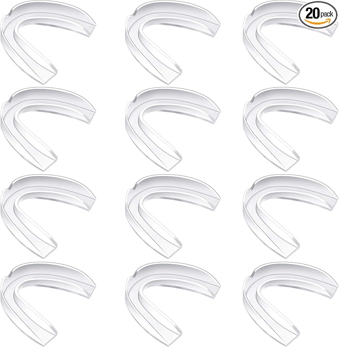 BBTO 20 Pieces Sports Mouth Guard Boxing Mouth Protection Athletic Mouthpiece for Football Basketball Hockey Karate Rugby Match(Transparent Color,Adult (11 yrs & Above))