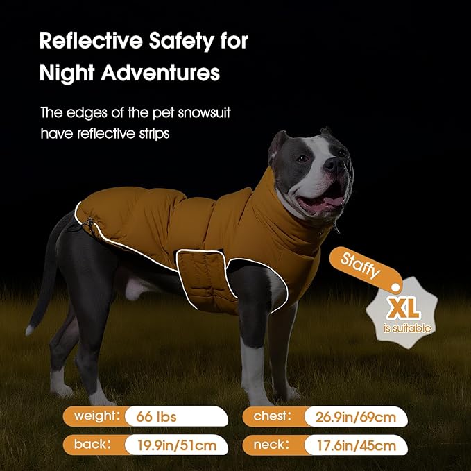 FUAMEY Dog Puffer Jacket for Medium Dogs,Dog Cold Weather Coats Winter Dogs Down Jackets Waterproof Pet Snowsuits Warm Puppy Winter Vest Turtleneck Pets Adjustable Jackets Coats Mustard Yellow M