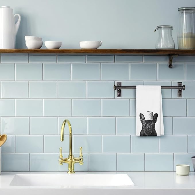 Funny Black French Bulldog Bathroom Hand Towels, Gifts for French Bulldog Lovers, Dog Bathroom Decor, Frenchie Gifts Decorative Hand Towels for Bath Room Washroom Spa Gym, 16x24 Inches