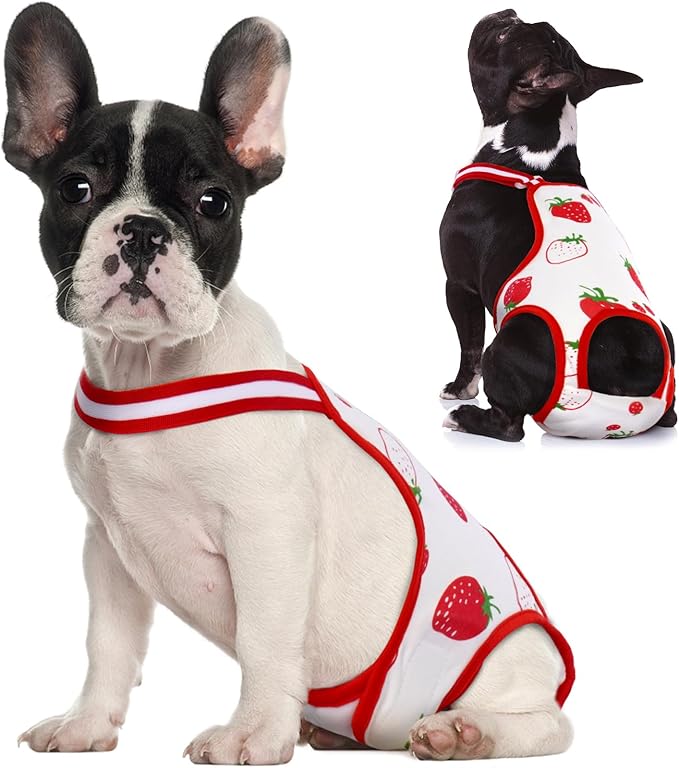 QBLEEV Dog Diapers Female Washable Sanitary Pantie with Adjustable Suspender, Reusable Male Dog Period Diapers for Heat, Doggie Diapers Cute Pet Panties Puppy Dog Underwear for Corgi French Bulldog S