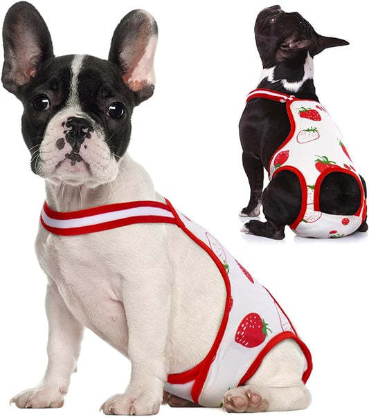 QBLEEV Dog Diapers Female Washable Sanitary Pantie with Adjustable Suspender, Reusable Doggie Period Panties, Pet Underwear Diaper Jumpsuits for Male Dogs in Heat, Puppy Diapers for French Bulldog M