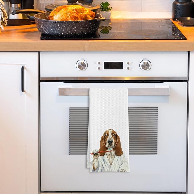Funny Bassett Basset Hound Dog Bathroom Hand Towel, Bassett Basset Hound Dog Gifts Hand Towel for Bathroom Kitchen Washroom Decor, Funny Dogs Lover Gifts Dish Tea Towels, 16x24 Inch