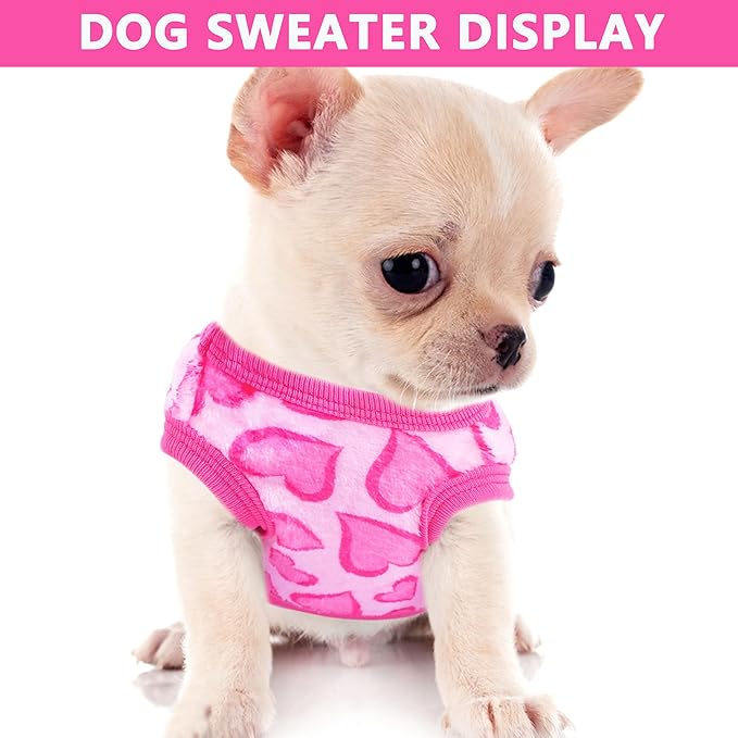 2 Pieces Dog Sweater for Small Dogs XXS Dog Clothes Chihuahua Puppy Sweaters Heart Teacup Chihuahua Yorkie Puppy Clothes XXS Pet Sweater (Heart, X-Small)