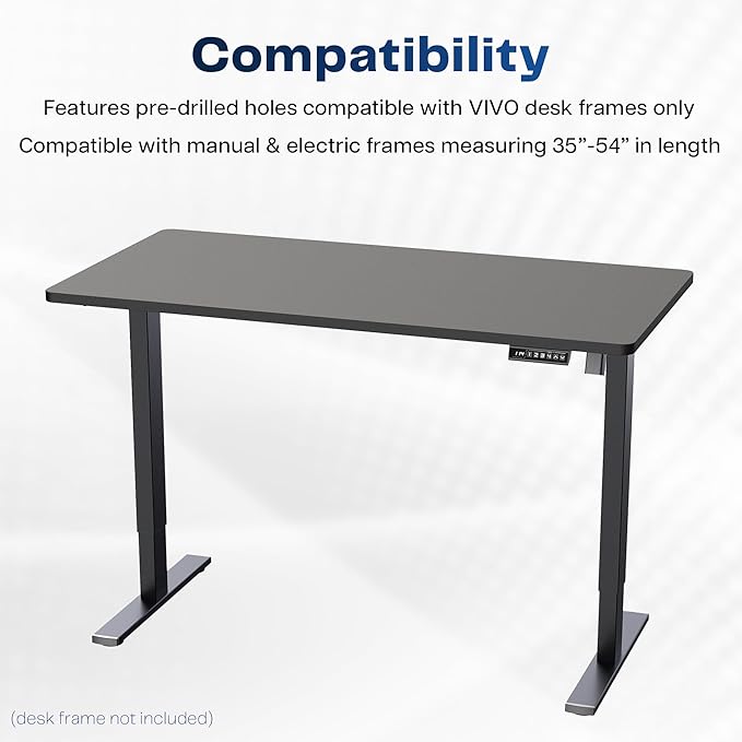 VIVO Universal 55 x 28 inch Solid One-Piece Table Top for Standard and Sit to Stand Height Adjustable Home and Office Desk Frames, Black, DESK-TOP55-28B