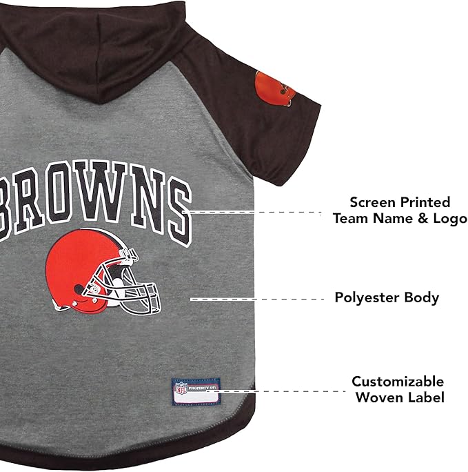 Pets First NFL Cleveland Browns Hoodie T-Shirt for Cats, X-Small, CLE-4044-XS