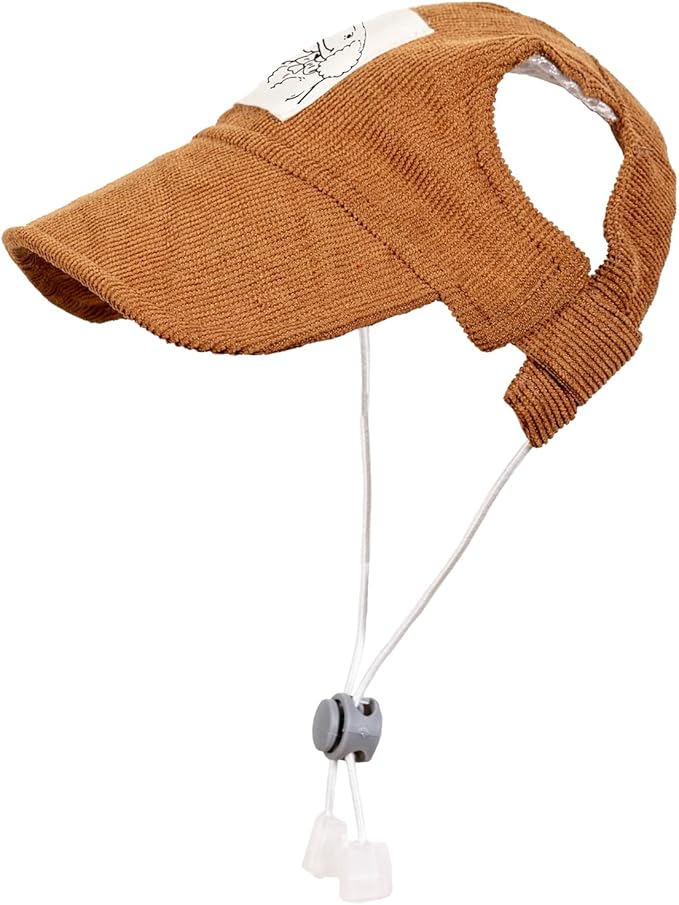 Pet Dog Baseball Cap, Cat Hat, Cat Dog Sun Cap with Ear Holes, Adjustable Puppy Outdoor Sun Hat (Brown, Large)