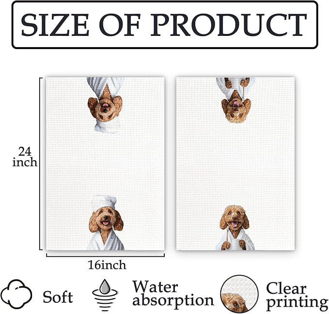 Goldendoodle Bathroom Decor Hand Towels Set of 2 - Funny Dog HandTowels, Golden Doodle Dog Gifts for Women Decorative Hand Towels for Bathroom, Golden Doodle BathroomWashroom Decor(16x24Inch)