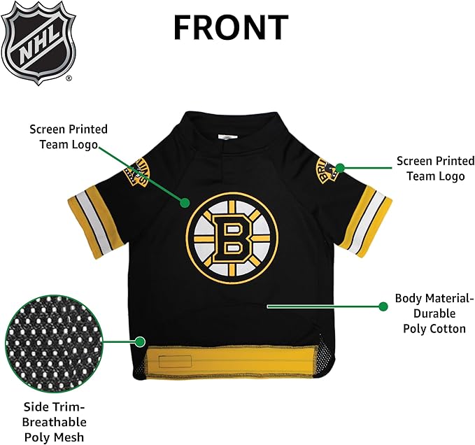 Pets First NHL Boston Bruins A Premium Big Jersey for Dogs & Cats, Black, XX-Large (BRU-4006-XXL)