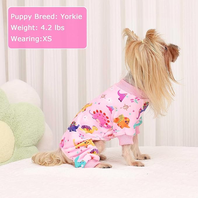 Kosiyi Dog Clothes for Small Dogs Stretch Dog Pajamas, Fleece Winter Spring Outfit Girl Boy, Lightweight Velvet Pet Jumpsuit, Pjs, Onesies Puppy Apparel