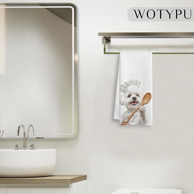 Bichon Frise Gifts Kitchen Towels, Gifts for Dog Lovers Dish Tea Towel, Bichon Frise Gift Decorative Hand Towels for Kitchen Bakery Decor, Dog Mom Dad Gifts, 16x24 Inch