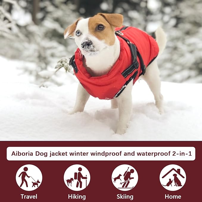 Aiboria Dog Jackets for Winter Windproof Waterproof 2 in 1 Outfit Cold Weather Coat Dog Vest Harness Puppy Winter Warm Jacket Small Green XL