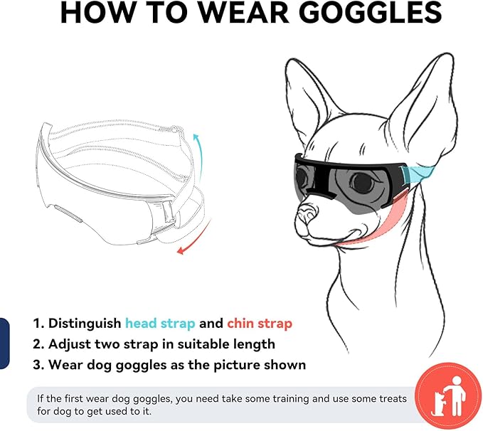 Dog Goggles for Small Dog Doggy Goggles with Adjustable Straps Windproof Eye Protection Pet Sunglasses Anti-UV Doggie Sunglasses to Small Breed, Pink