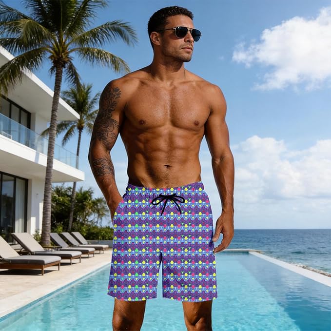 Mens Swim Trunks with Compression Liner Quick Dry Zipper Pocket Bathing