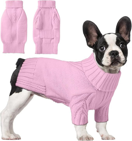 Dog Sweaters for Small Medium Large Dog, Classic Turtleneck Pet Clothes Warm Thermal Doggy Winter Coat, Thick Double Knitting Collar Pullover Cold Weather Puppy Jacket for Indoor & Outdoor Wear