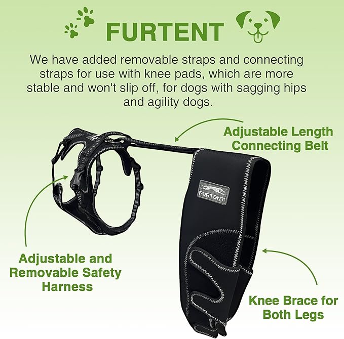 Dog Knee Brace with Cruciate Ligament Injuries ACL - Keeps Joints Warm and Stable, Dog Rear Leg Wrap Harness Set for Leg Wound Care Prevents Licking, Upgraded Adjustable Leg Support