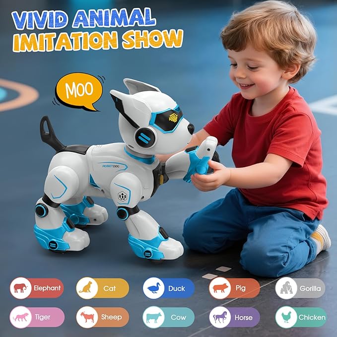 Robot Dog for Kids, Remote Control Dog with Voice Touch Interaction and lmitation Show, Programmable Gesture Sensing Dog Robot, Singing, Dancing, Talking, Smart Stunt Robot Dog Toy Gift for Boys Girls