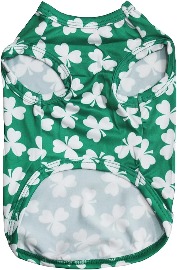 Petitebella Green Sequins Clover Puppy Dog Shirt (Clovers, Large)