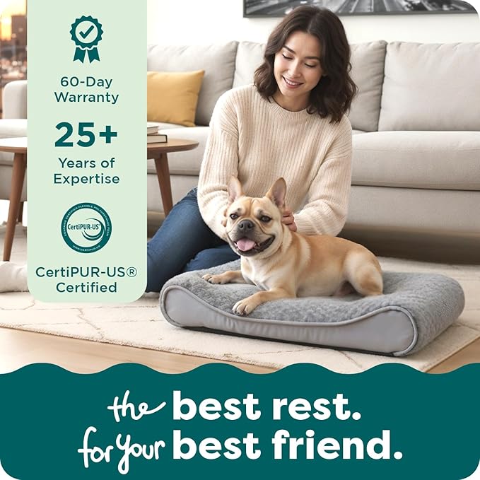 Furhaven Orthopedic Dog Bed for Medium/Small Dogs w/ Removable Washable Cover, For Dogs Up to 23 lbs - Ultra Plush Faux Fur & Suede Luxe Lounger Contour Mattress - Chocolate, Medium