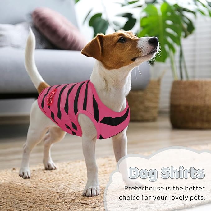 Dog Striped T-Shirts, Dog Vest, Pet Apparel, Tee Shirts, Suitable for Small, Medium, Large Pets, French Bulldog, Bichon, Rose L