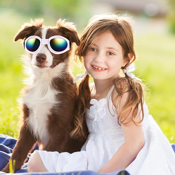 Dog Goggles Dog Sunglasses Adjustable Strap for Waterproof Windproof UV Protection Sunglasses for Pet, for Go Out Travel Skiing Swim (Black)