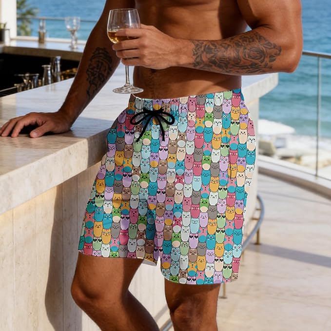 Mens Swim Trunks with Compression Liner Quick Dry Zipper Pocket Bathing