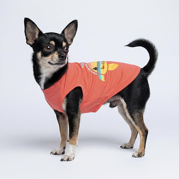 Fitwarm Hawaiian Sea Turtle Dog Shirt, Tropical Summer Clothes for Small Dogs Boy Girl, Funny Pet Outfit, Orange, Medium