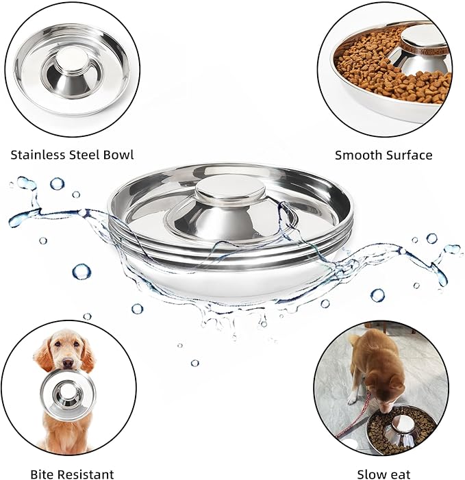 Stainless Steel Puppy Bowls, Set of 2 Puppy Feeder, Dog Food and Water Bowl, Food Feeding Weaning for Small Medium Large Dogs, Pets, S