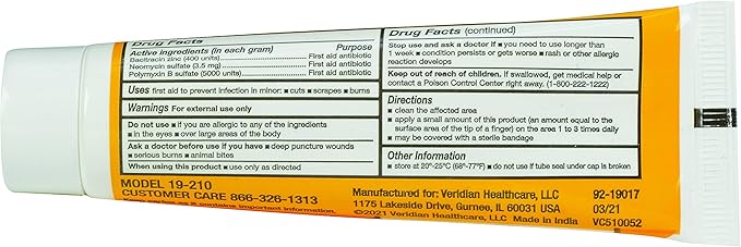 Thera Care Triple Antibiotic Ointment, First Aid, Infection Prevention and Protection, 1.0 oz, Topical Wound Care for Minor Scrapes and Cuts (Pack of 2)