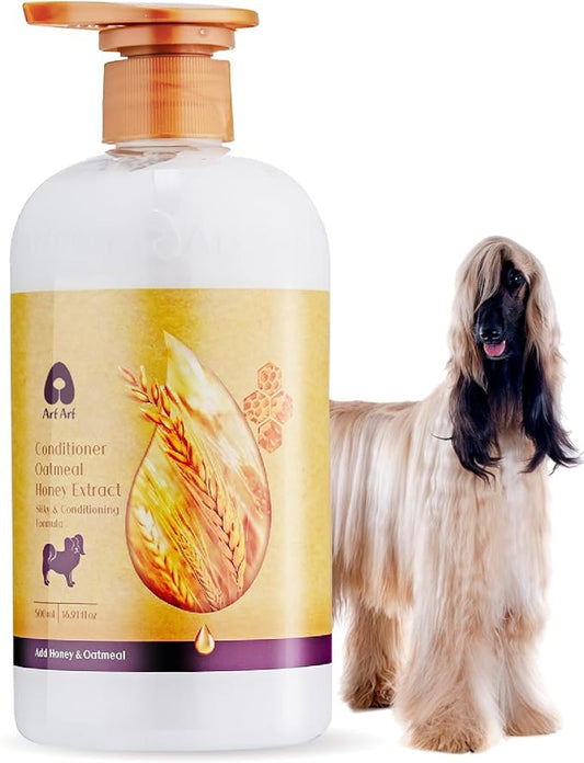 Arf Arf 5X Concentrated Oatmeal Dog Conditioner with Honey & Wheat Germ - Detangling & Moisturizing Rinse for Doodles & Poodles - German Formula for Matted Fur & Dry Skin - Fresh Scent, 16oz