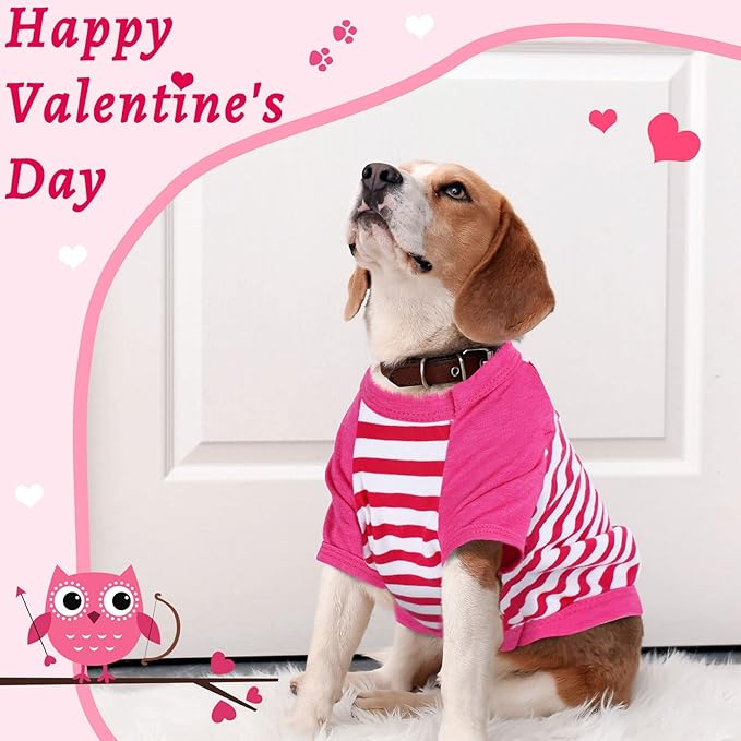 Weewooday 5 Pieces Valentine‘s Day Dog Shirt for Small Dogs Girl Small Dog Puppy Clothes for Chihuahua Yorkie Bulldog Schnauzer Breathable Shirt Vest(Large)