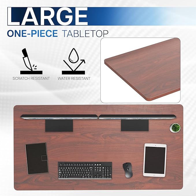 VIVO Universal 55 x 28 inch Solid One-Piece Table Top for Standard and Sit to Stand Height Adjustable Home and Office Desk Frames, Dark Walnut, DESK-TOP55-28D
