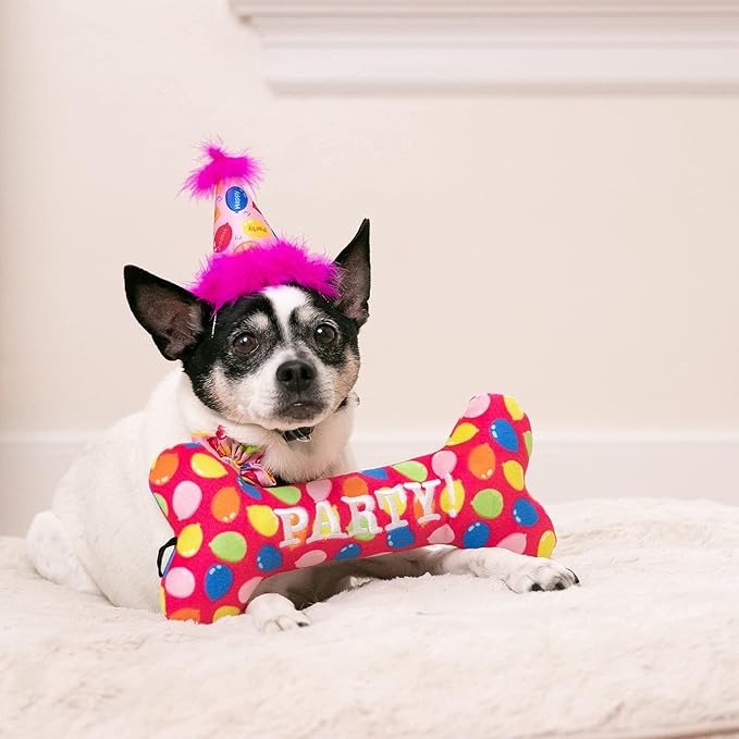 Huxley & Kent Pet Party Hat for Dogs & Cats - Fun Birthday Hat with SnugFit Adjustable Straps - Comfy Pet Costume Accessory for Parties, Gotcha Days & Celebrations - Pink, Large