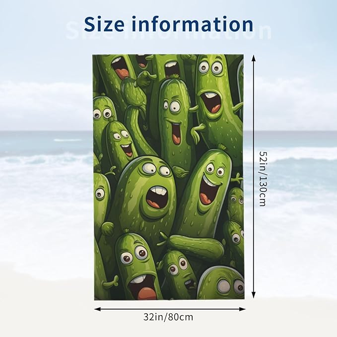 Pickle Beach Towel Fun Food Sand-Free Microfiber Bath Towel Ultra Soft Quick Dry Pool Towel Absorbent Towel Lightweight Towel Gifts for Outdoor Bathroom Swimming Decor 31inx51in