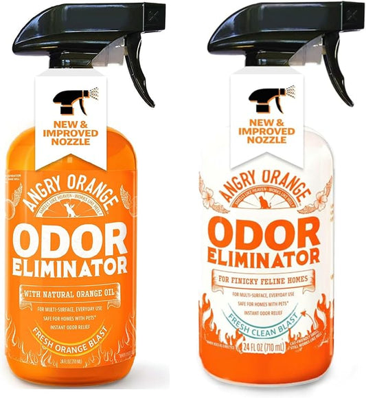ANGRY ORANGE Dual Scent Pet Odor Eliminator – Citrus & Fresh Spray for Dog and Cat Urine, Carpet Stains, and Strong Smells