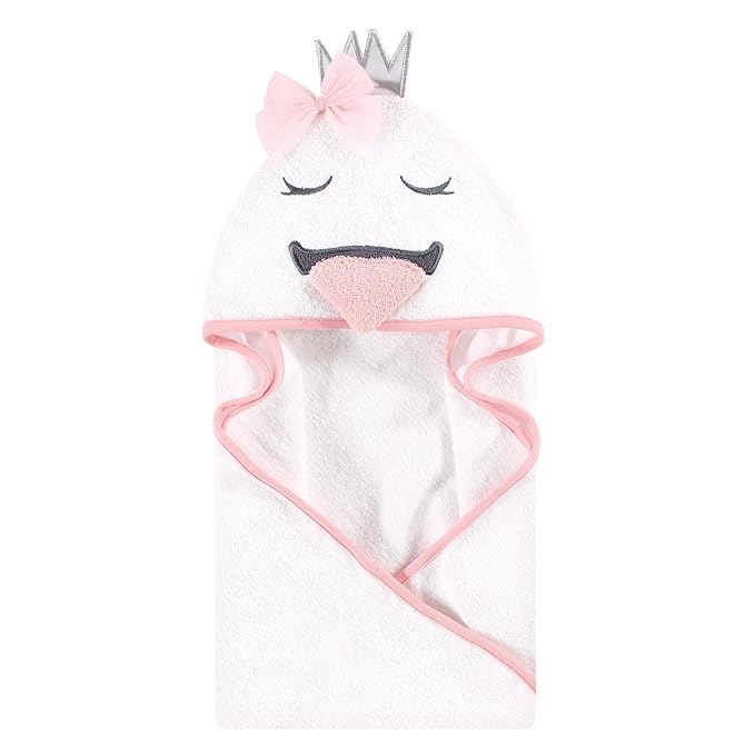 Hudson Baby Unisex Baby Cotton Animal Face Hooded Towel, Swan, One Size