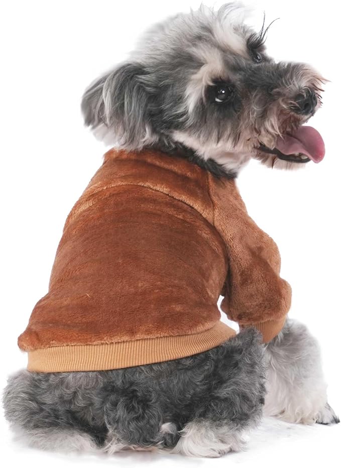 FabriCastle Small Dog Sweaters, 3-Pack Dog & Cat Clothes, Ultra Soft and Warm Pet Jackets for Small Dogs Boy & Girl, Winter Pet Apparel Costumes, Puppy Outfits (Camel,Khaki,Olive, Large)