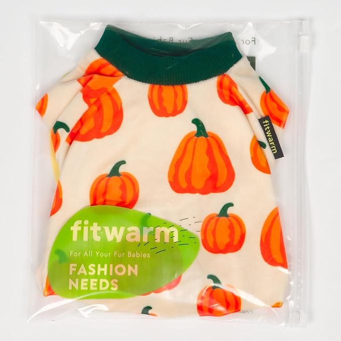 Fitwarm Pumpkin Dog Pajamas, Thanksgiving Outfit for Small Dogs Boy Girl, Fall Pet Clothes, Beige, Orange, Green, XXL
