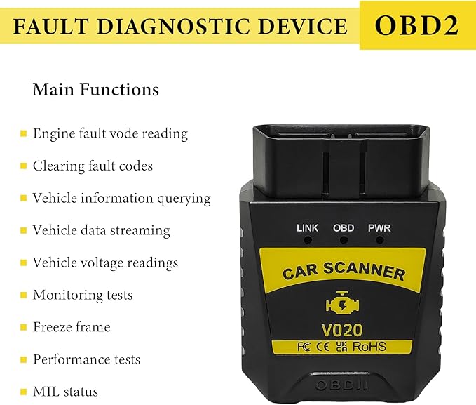 Bluetooth OBD2 Scanner, Auto Diagnostic Scan Tool to Clear/Reset Vehicle Engine Error Code, OBD II Wireless Diagnostic Code Reader with Exclusive App for Vehicles After 1996