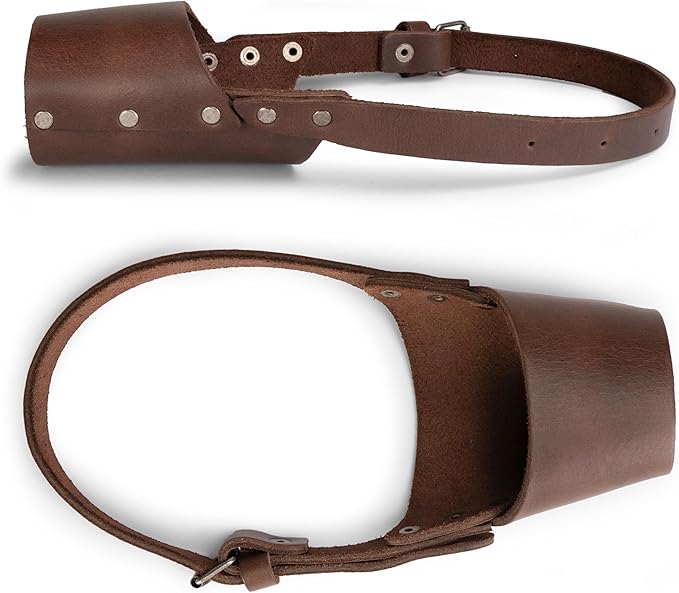 Taco Dog, Leather Dog Muzzle Guard Handmade from Full Grain Leather - Secure Training Cover, Mouth Guard Mask Prevents Biting Chewing (Bourbon Brown, Medium)