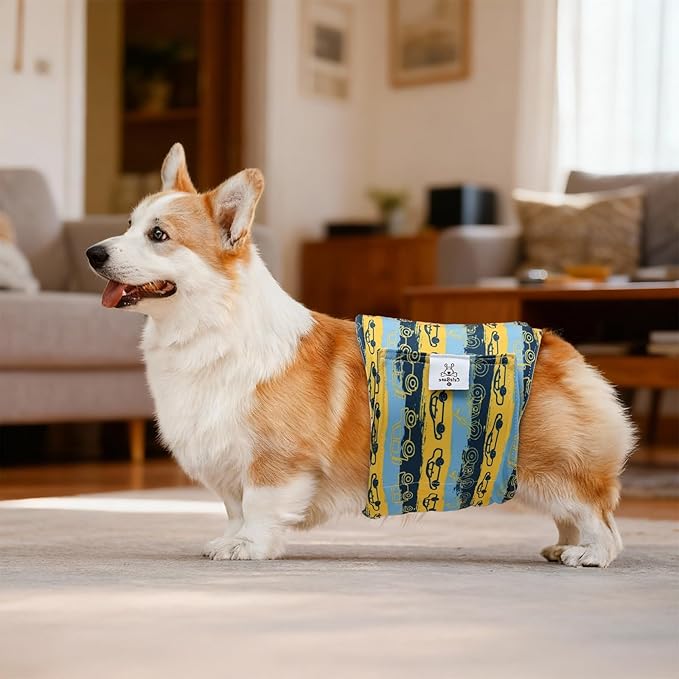 CuteBone Dog Diapers Male Belly Bands 3 Pack for Male Dogs Reusable Puppy Wraps