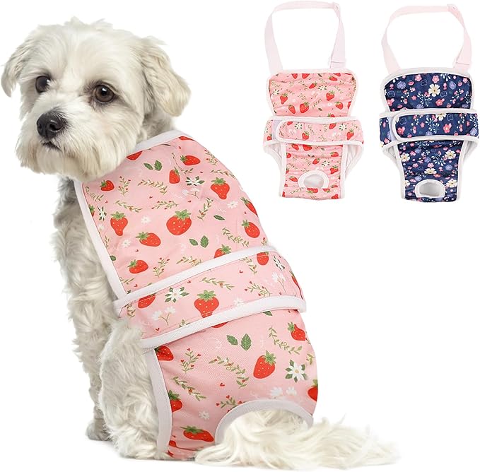 ASENKU 2 Pack Dog Diapers Female Dogs, Dog Suspenders Reusable Doggie Diapers for Female Dogs Small,Washable Dog Period Diapers Dog Panties for Small Girl Dogs in Period Heat