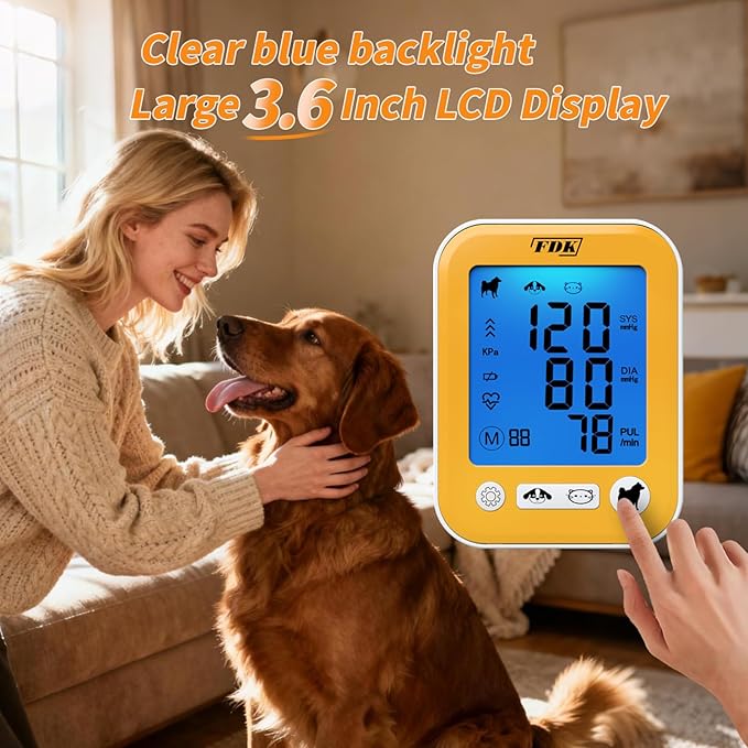 Veterinary Blood Pressure Monitor for Pet Dog and Cat, Animal Automatic Digital BP Machine with Large LCD Screen Backlight 3 Cuffs 270 Data Memory Silent