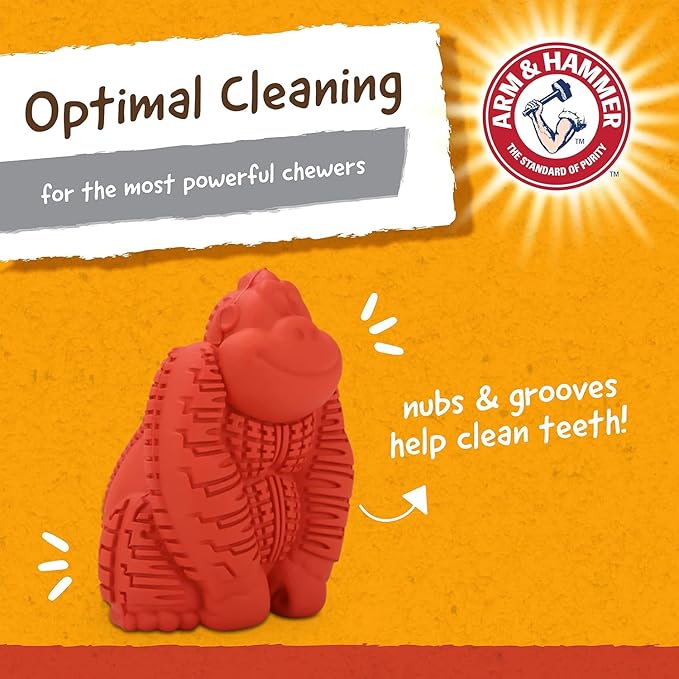 Arm & Hammer for Pets Super Treadz Mini Gorilla Dental Chew Toy for Dogs - Dog Dental Chew Toys - Reduce Plaque & Tartar Buildup Without Brushing - for Dogs up to 25 Lbs (Pack of 3)